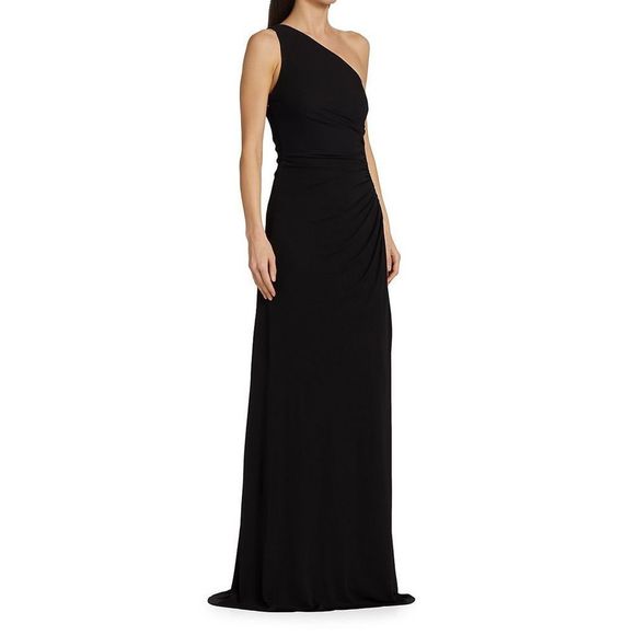 Halston Amira Jersey One-Shoulder Gown US 4 $595 - Picture 3 of 10